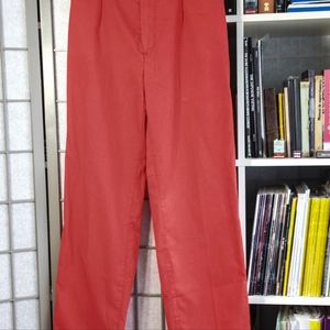 High Waisted 70's Coral Cotton Pants